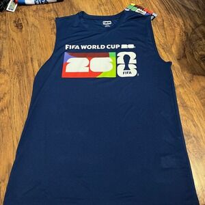New FIFA Official World Cup Men's Tank Top Athletic Popping White Blue M